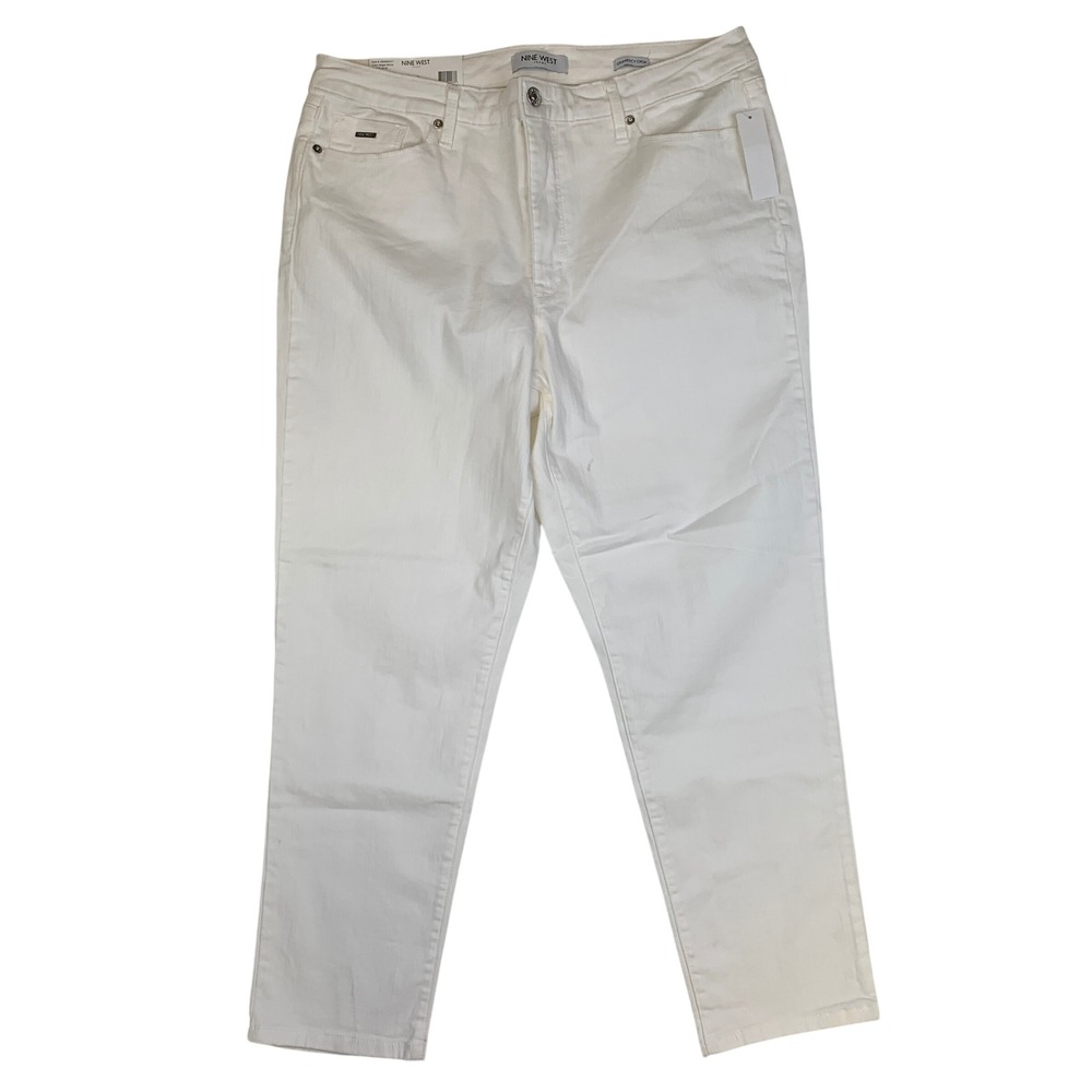 Nine West Gramercy Crop Jeans Womens 14 Bright White Slim Fit Soft‎ Touch Twill